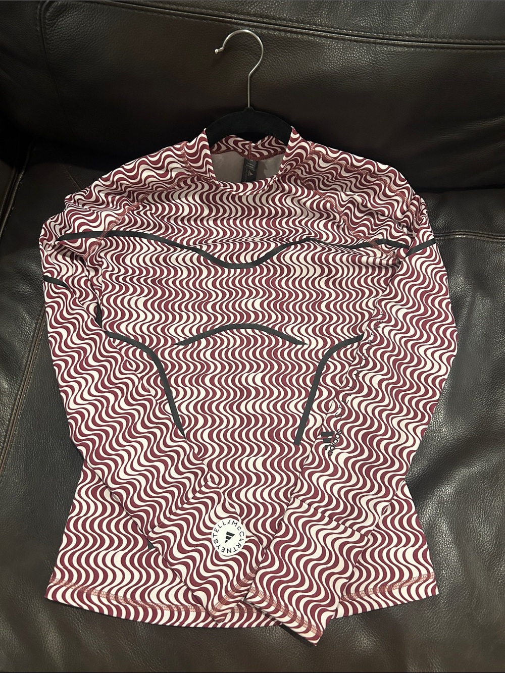 Adidas by Stella McCartney truprint burgundy and White Long Sleeve Top